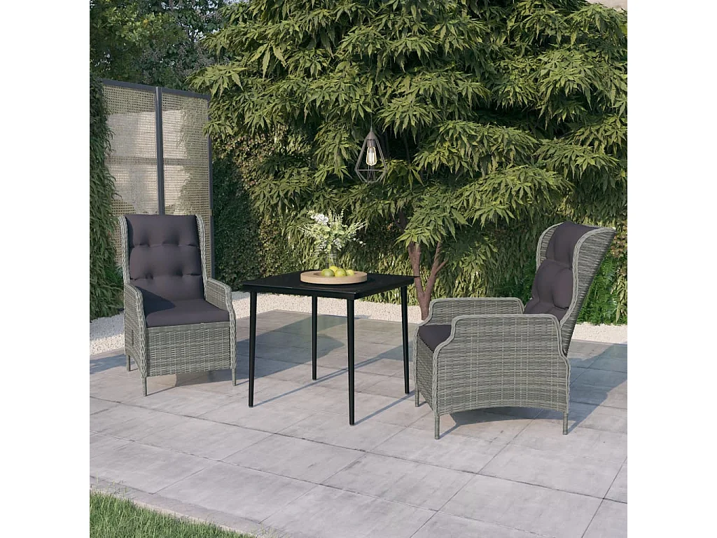 Mayra  Ensemble à manger de jardin 3 pcs Gris clair