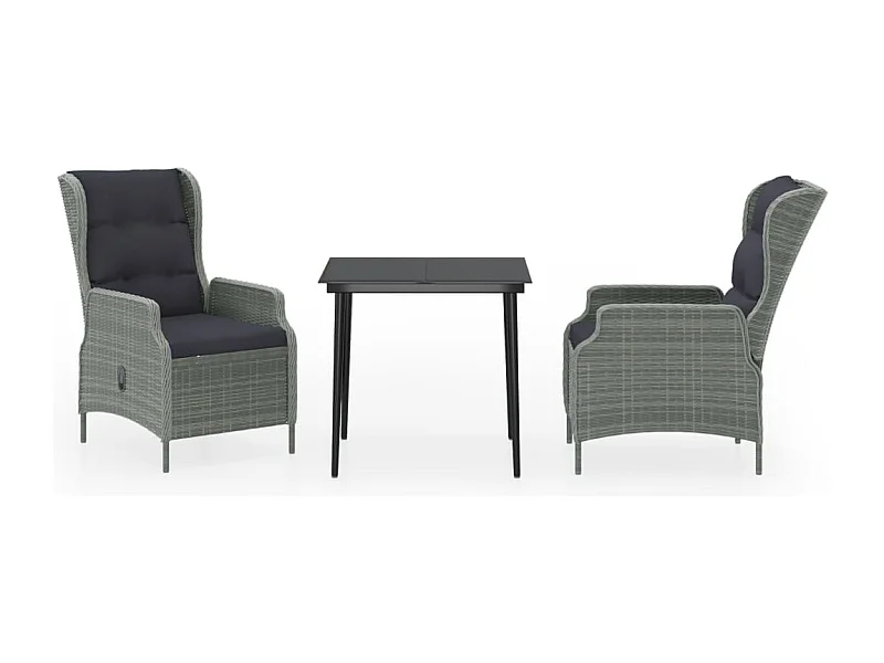 Mayra  Ensemble à manger de jardin 3 pcs Gris clair