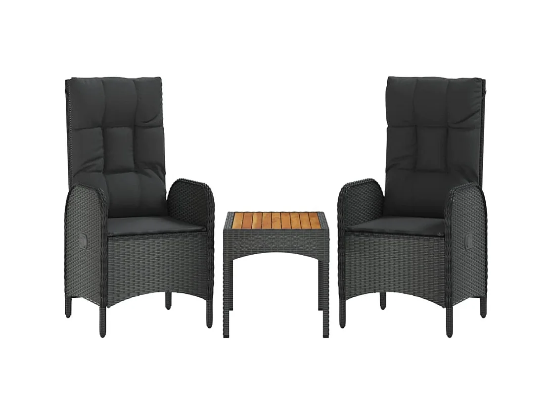 Holbaek  Ensemble à manger de jardin 4 pcs avec coussins noir