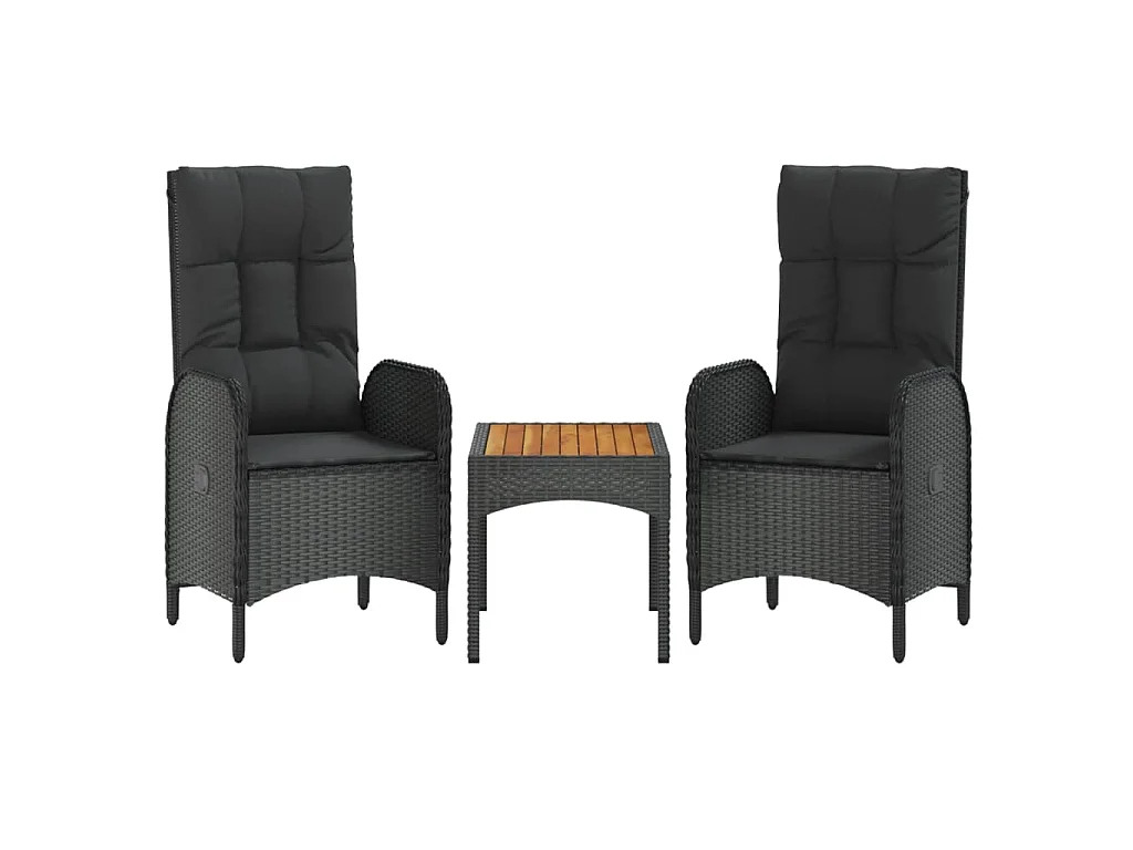 Holbaek  Ensemble à manger de jardin 4 pcs avec coussins noir