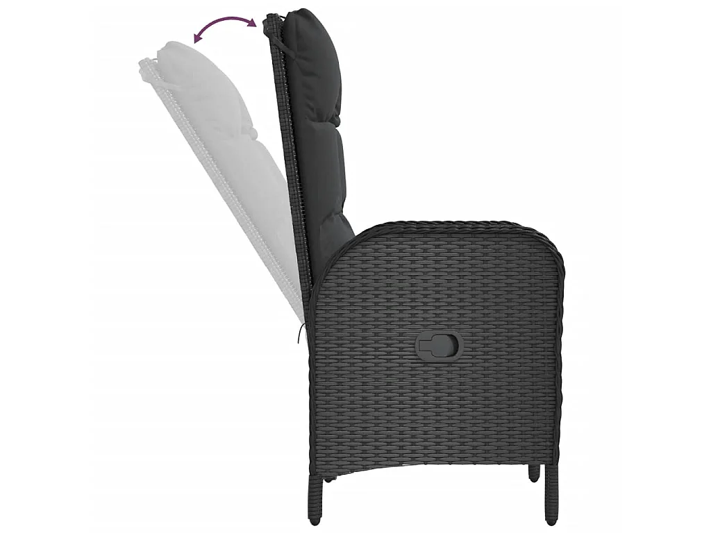 Holbaek  Ensemble à manger de jardin 4 pcs avec coussins noir