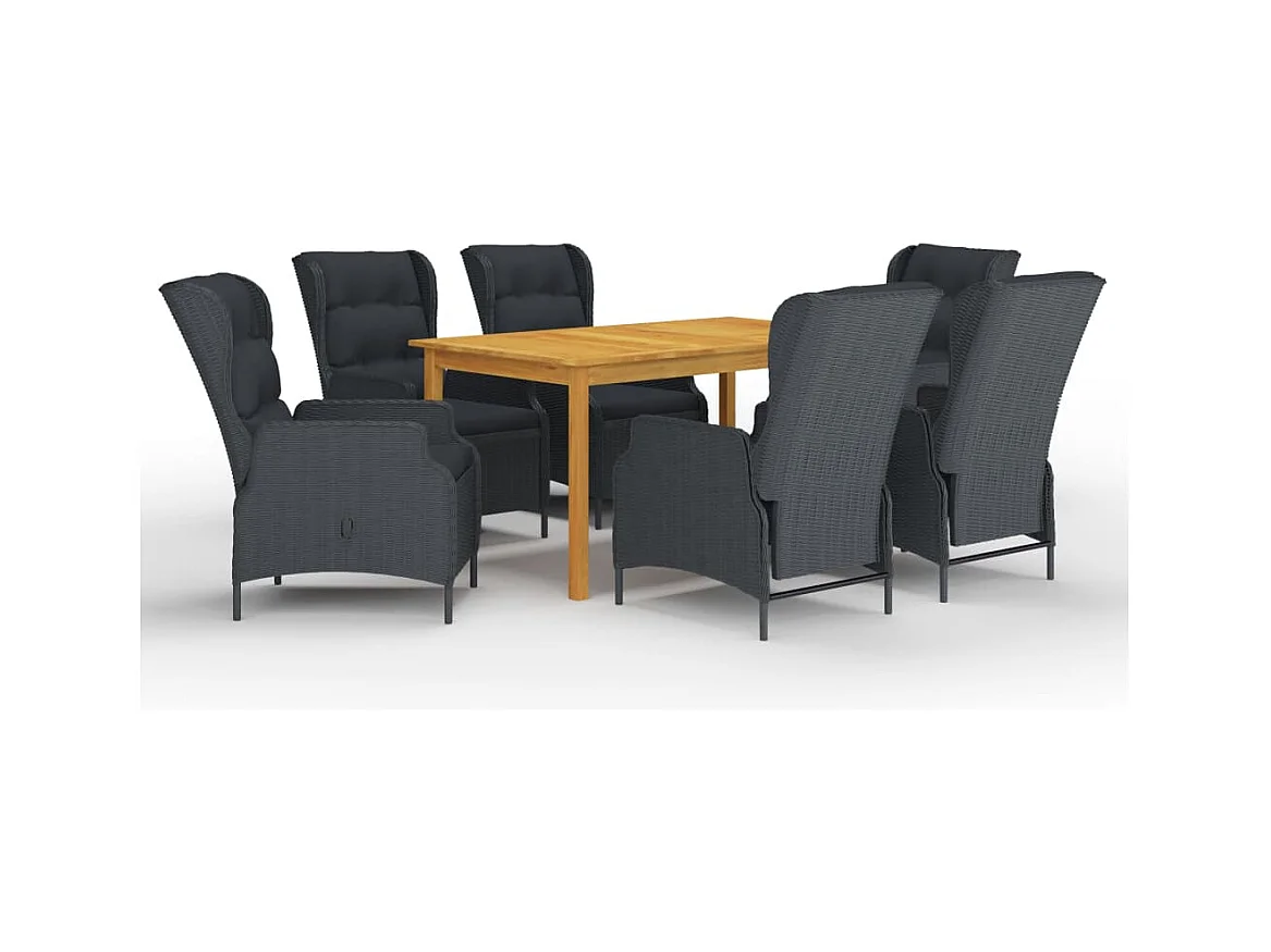 Rémi  Ensemble à manger de jardin 7 pcs Gris foncé