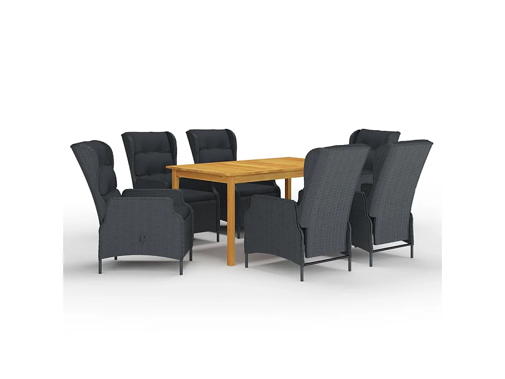 Rémi  Juego de comedor para jardín de 7 piezas gris oscuro