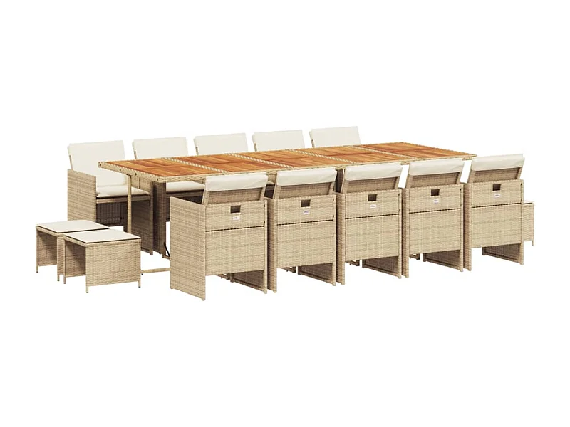 Bonno  Ensemble à manger de jardin et coussins 15 pcs beige