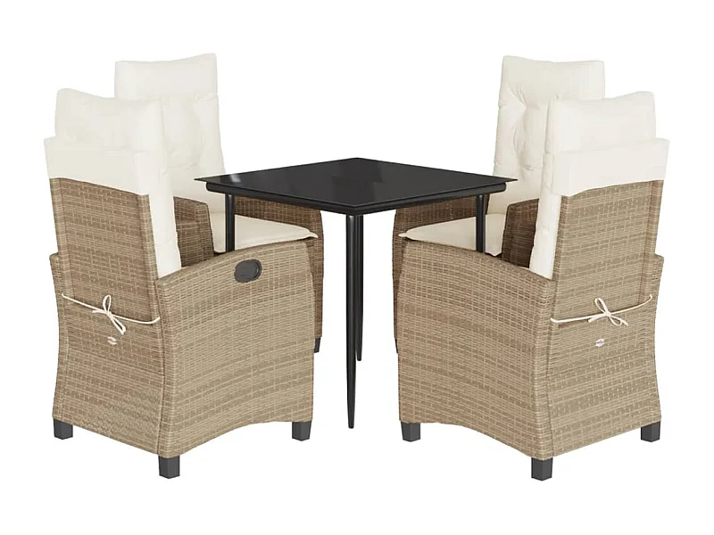 Agerskov  Ensemble à manger de jardin avec coussins 5pcs Beige poly rotin