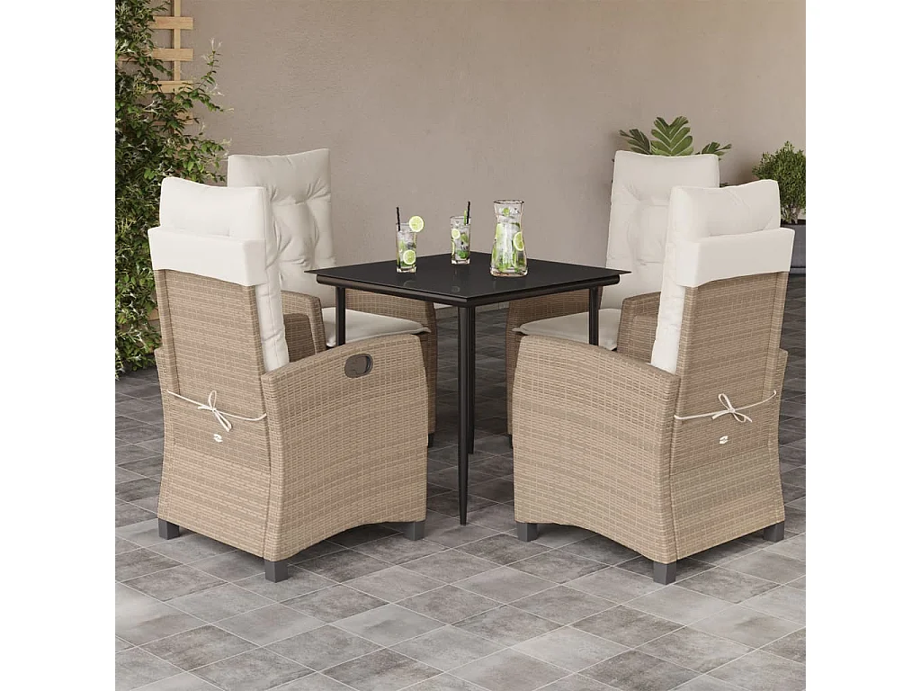 Agerskov  5-delige Tuinset met kussens poly rattan beige