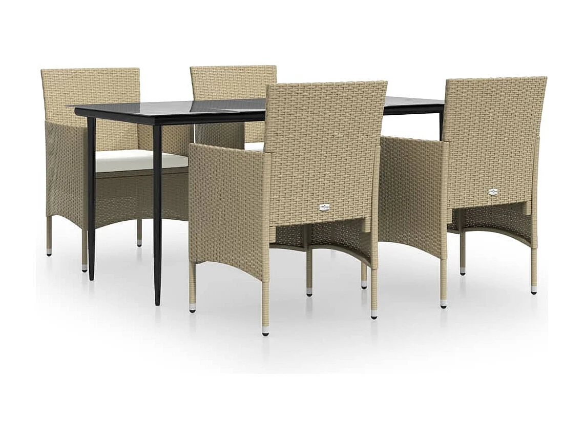 Cesarino  5-delige Tuinset met kussens beige en zwart