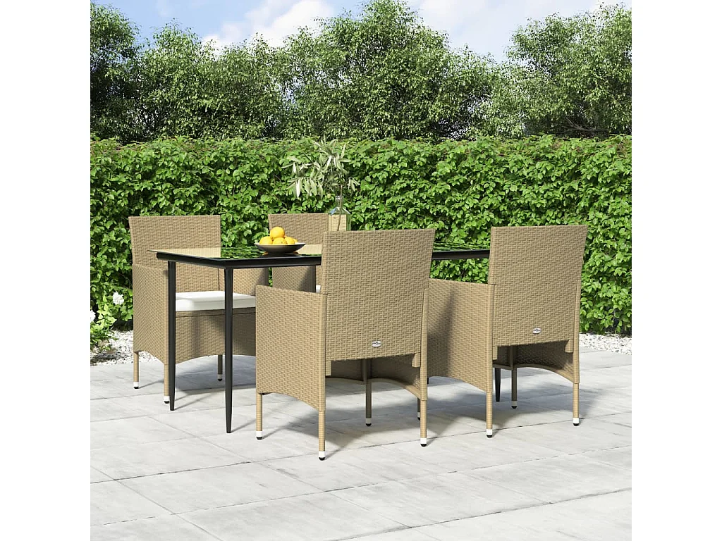 Cesarino  5-delige Tuinset met kussens beige en zwart