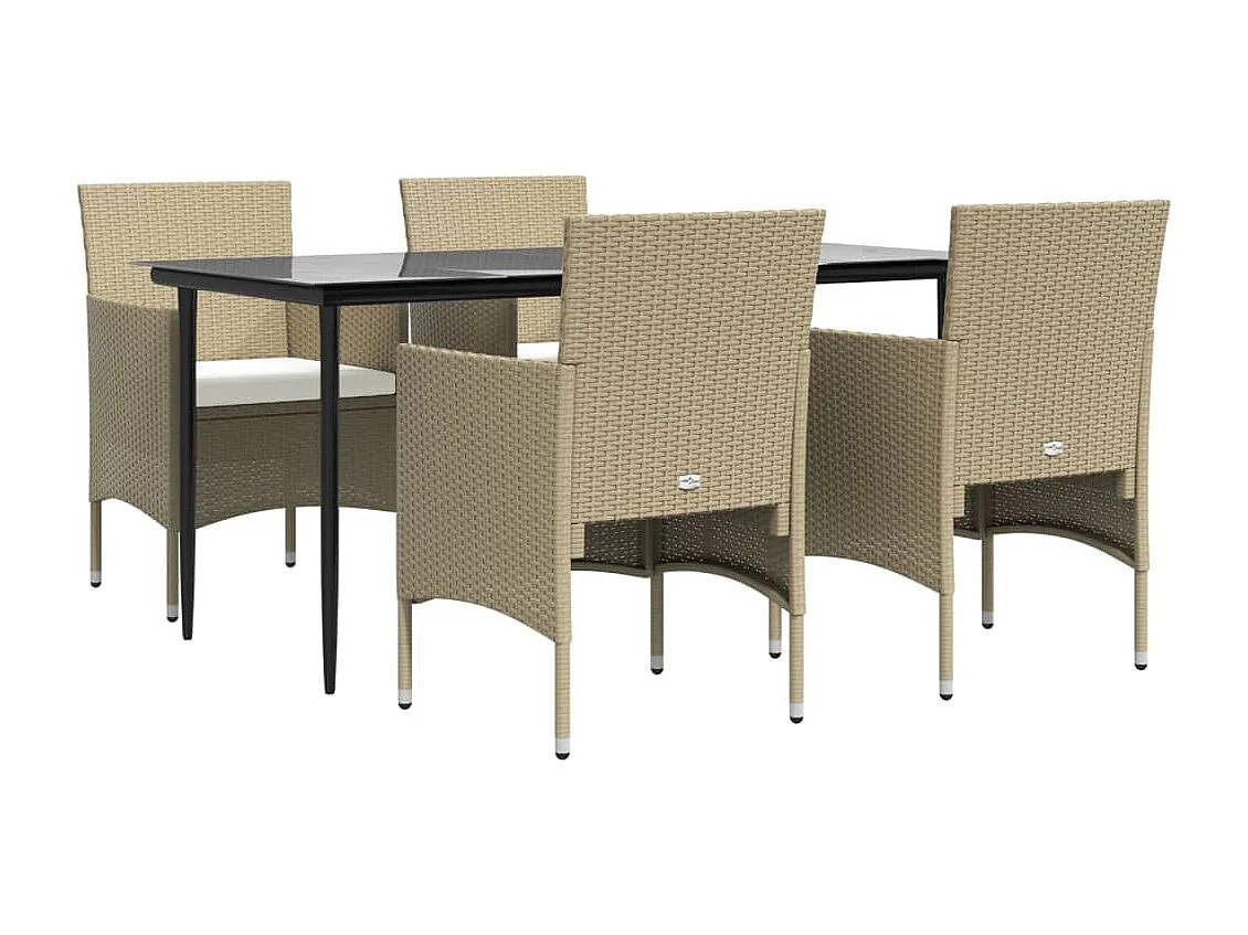 Cesarino  5-delige Tuinset met kussens beige en zwart