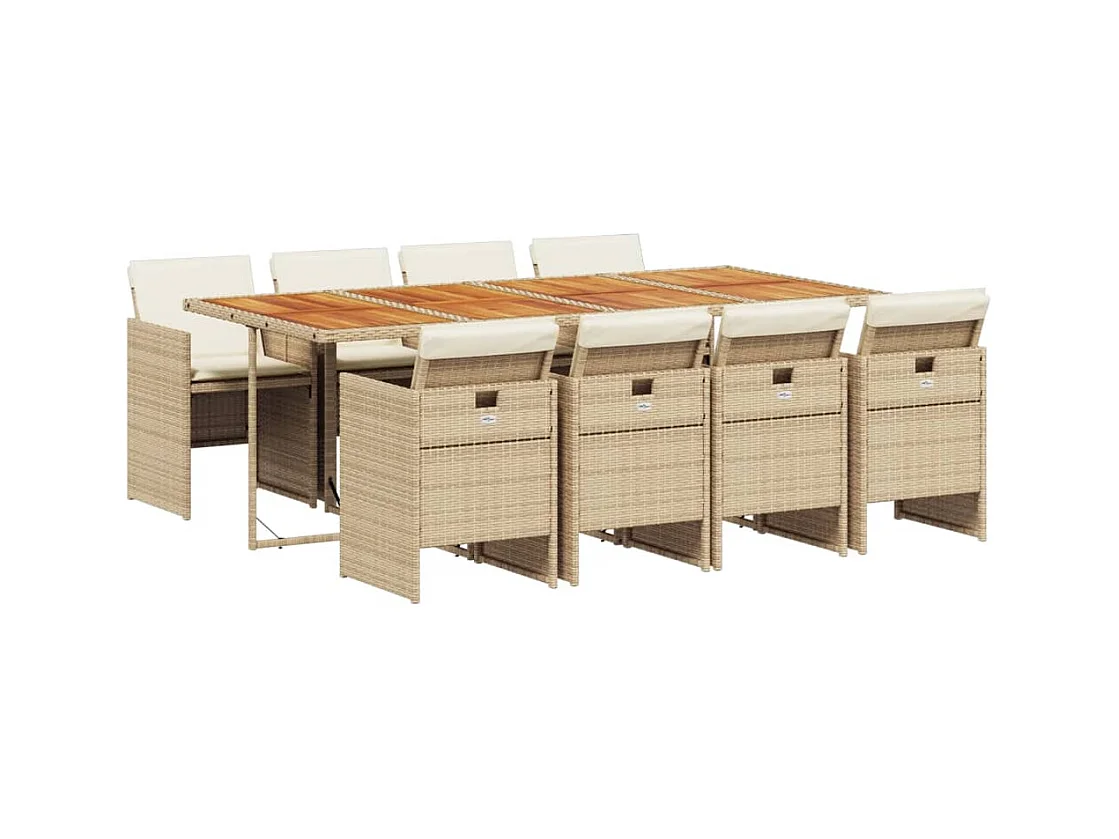 Ljungby  9-delige Tuinset met kussens poly rattan beige