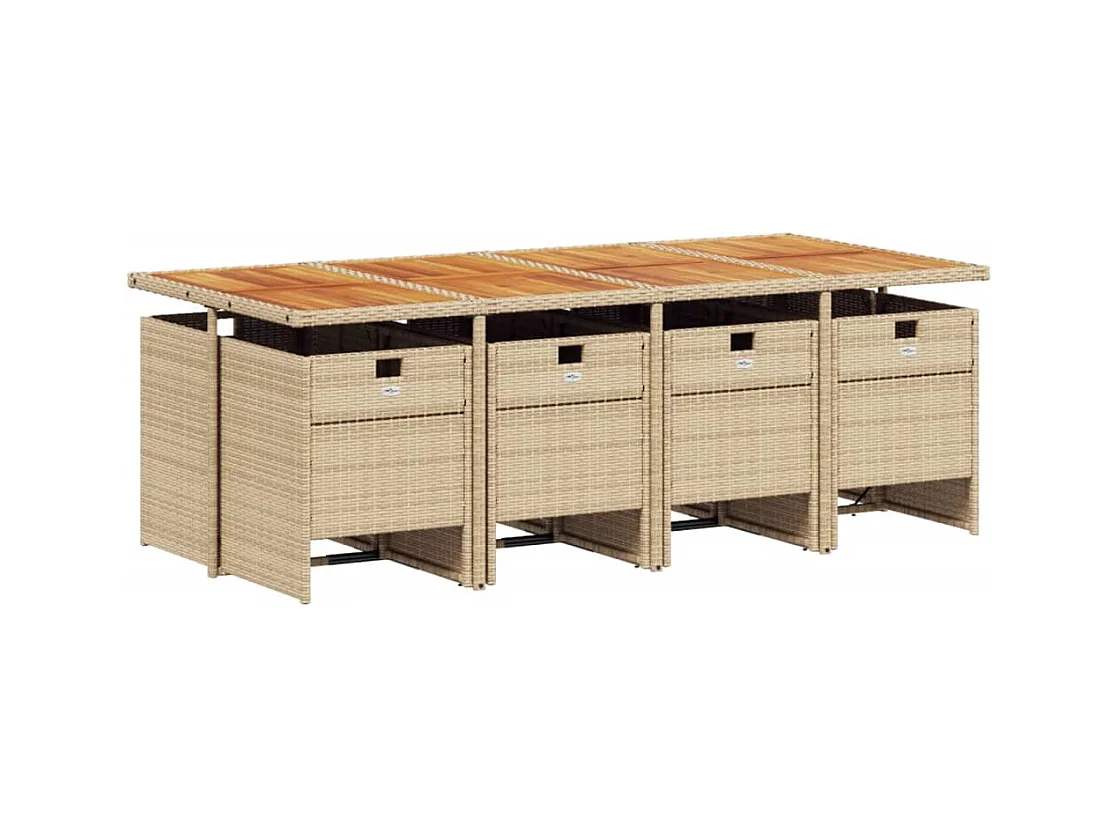Ljungby  9-delige Tuinset met kussens poly rattan beige