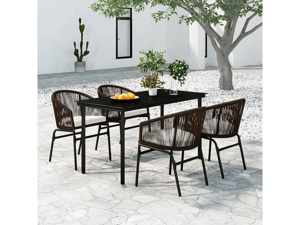 Florentin  Ensemble à manger de jardin 5 pcs Marron