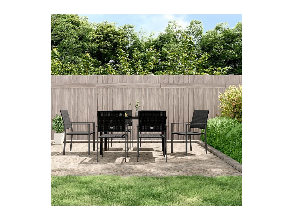 Timothy Scott  Ensemble à manger de jardin 7 pcs résine tressée acier