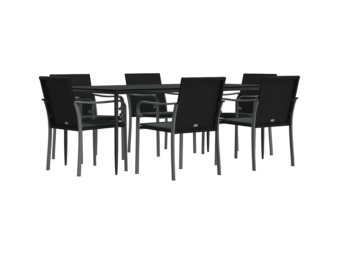 Tholen  7-delige Tuinset met kussens poly rattan en staal