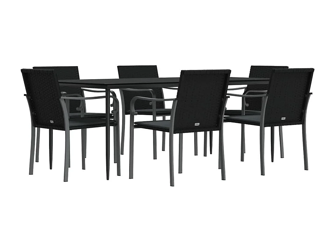 Tholen  Ensemble à manger de jardin 7 pcs coussins résine tressée acier