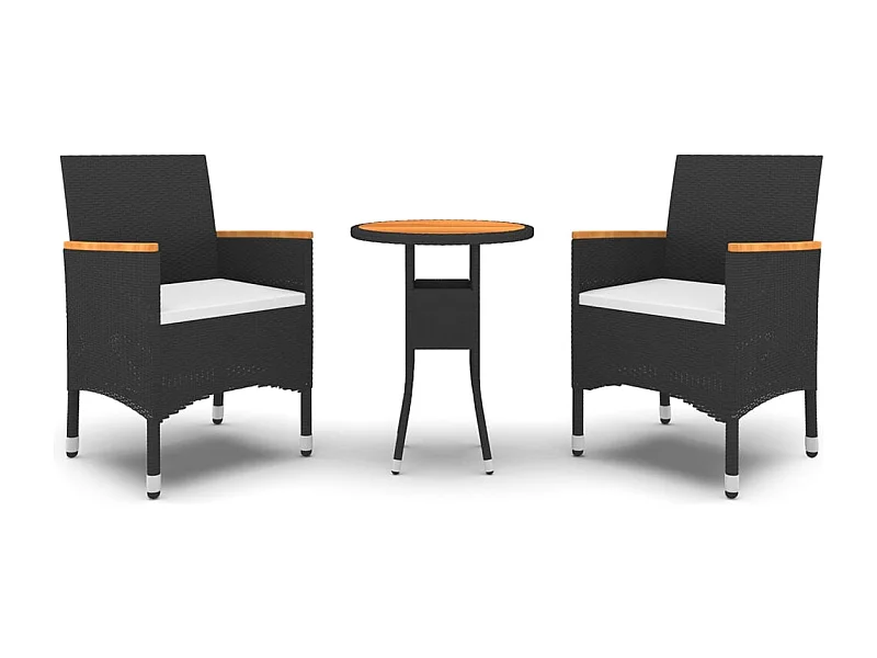 Timberlake  Ensemble à manger de jardin 3 pcs Résine tressée Noir