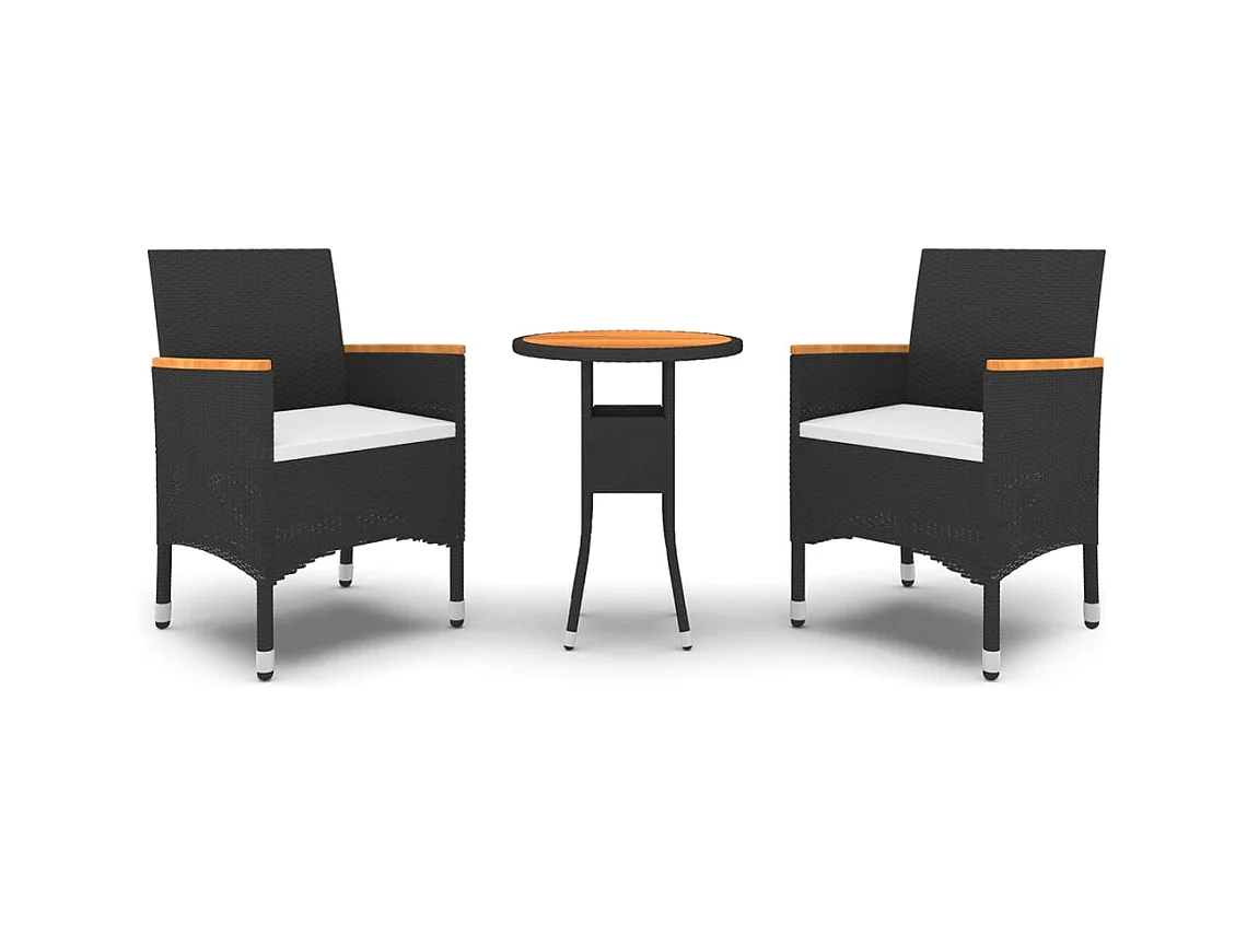 Timberlake  Ensemble à manger de jardin 3 pcs Résine tressée Noir