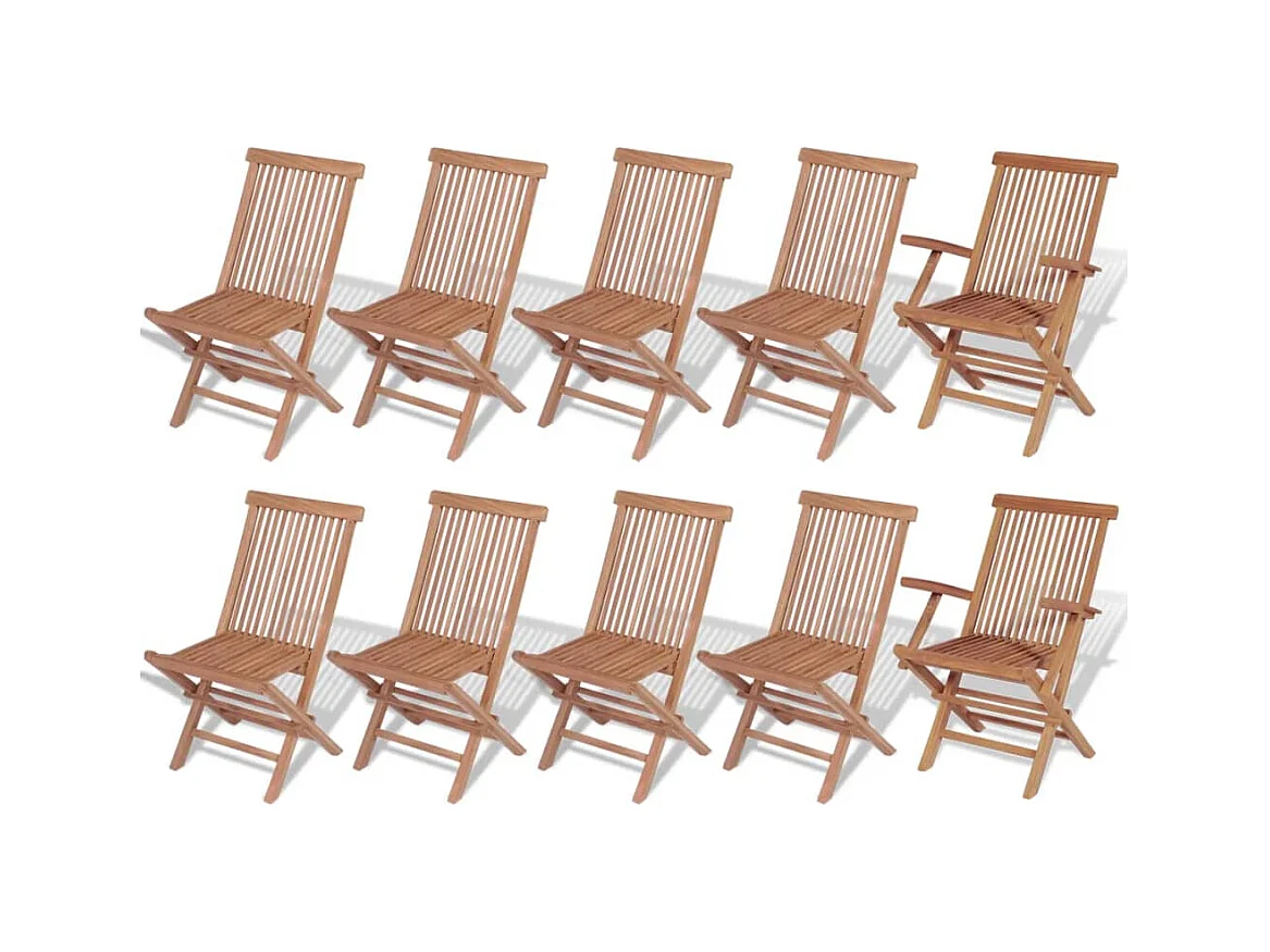 Garden Furniture -  Ensemble à manger d'extérieur 11 pcs et chaises pliables Teck