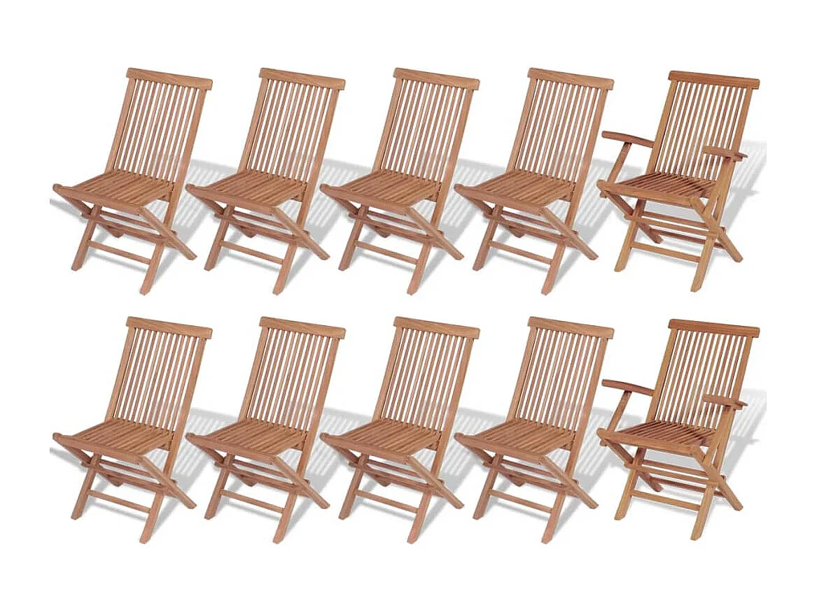 Garden Furniture -  Ensemble à manger d'extérieur 11 pcs et chaises pliables Teck