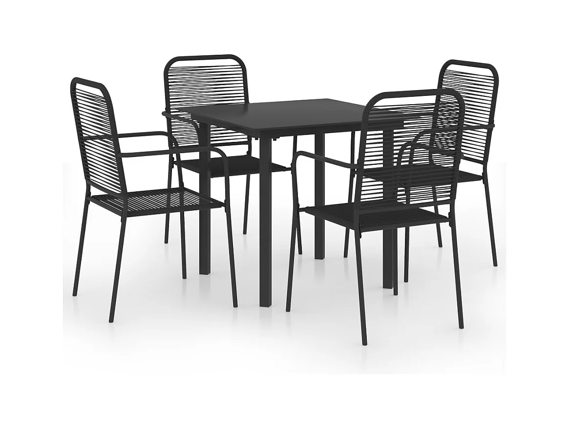 Union City  Ensemble à manger de jardin 5 pcs noir verre et acier