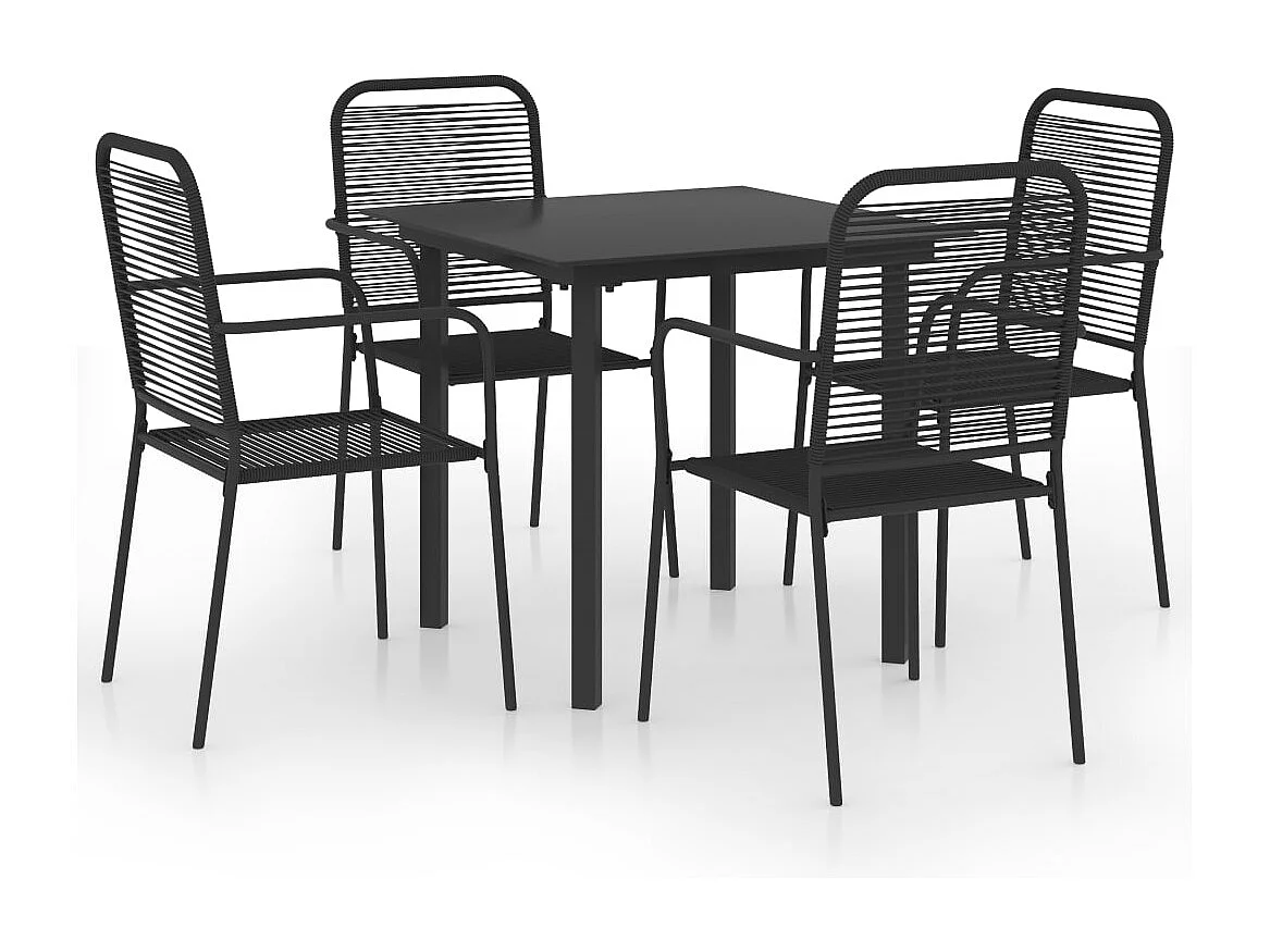 Union City  Ensemble à manger de jardin 5 pcs noir verre et acier