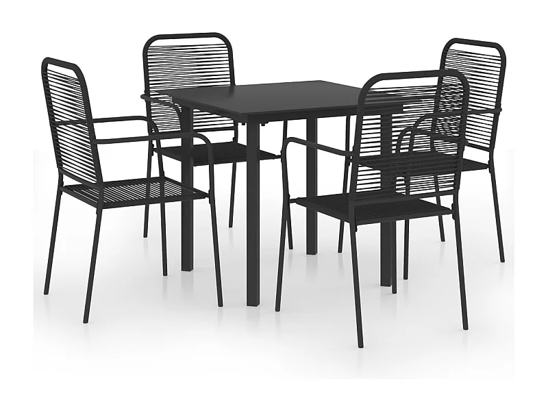 Union City  Ensemble à manger de jardin 5 pcs noir verre et acier
