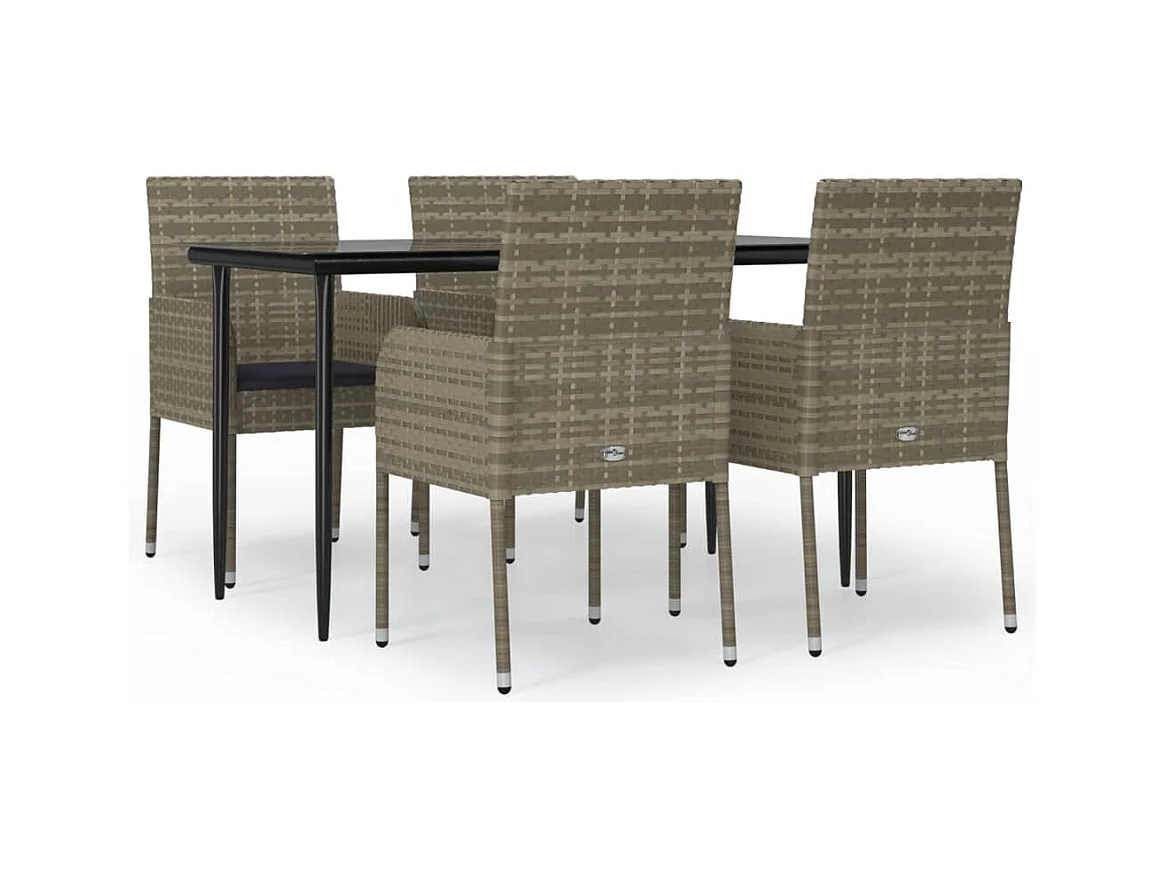 Santo Stefano di Camastra  Ensemble à manger de jardin coussins 5 pcs noir et gris