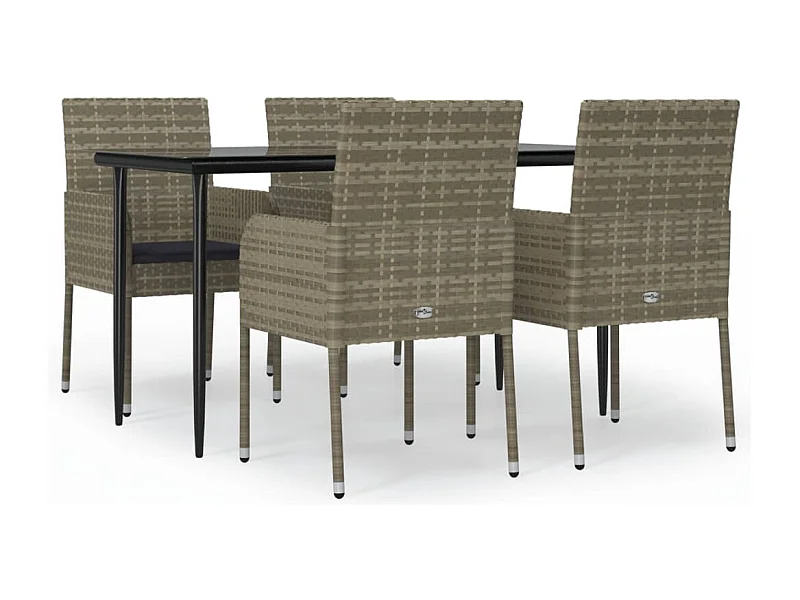 Santo Stefano di Camastra  Ensemble à manger de jardin coussins 5 pcs noir et gris