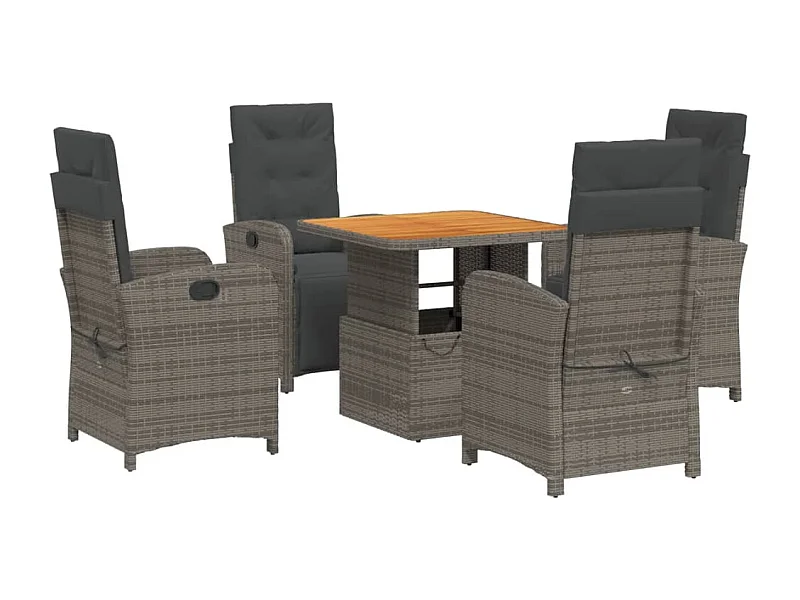 Spello  5-delige Tuinset met kussens poly rattan grijs