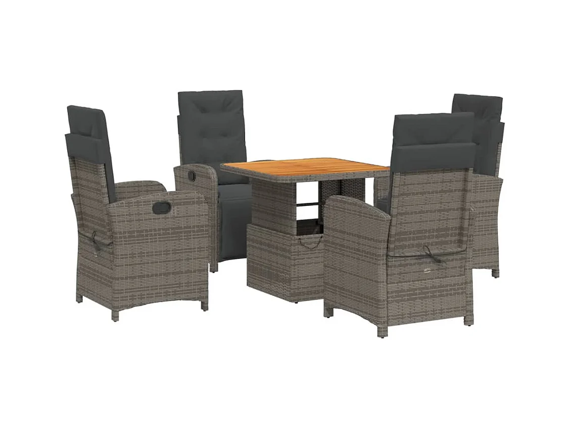 Spello  5-delige Tuinset met kussens poly rattan grijs