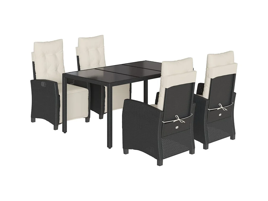 Vrikja  5-delige Tuinset met kussens poly rattan zwart