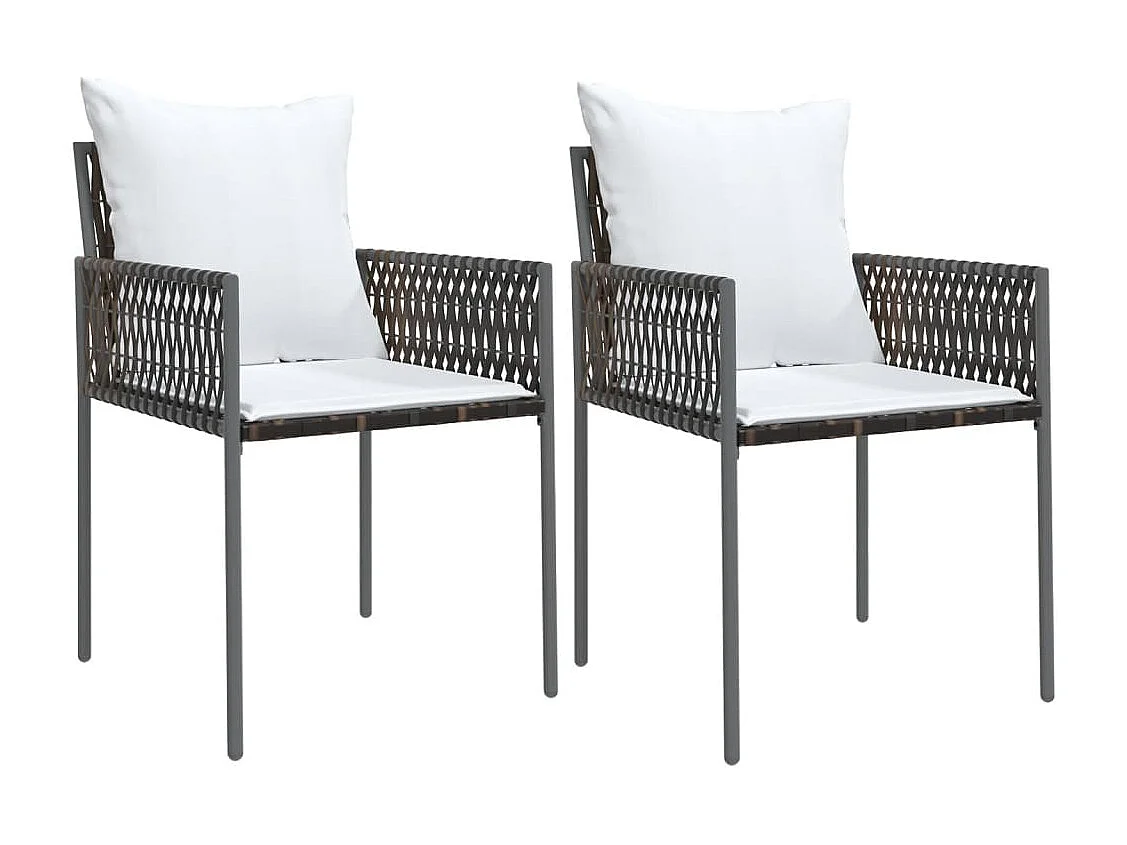 Blen  Ensemble à manger de jardin 3 pcs coussins résine tressée acier