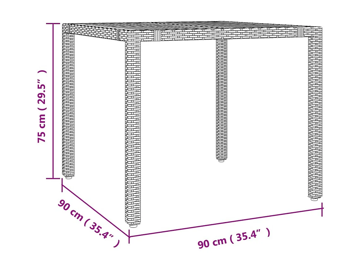 Garden Furniture -  Ensemble à manger de jardin 3 pcs Noir Poly rotin et acacia