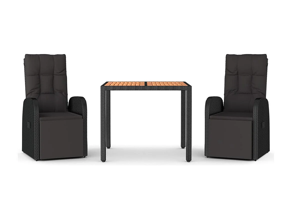 Garden Furniture -  Juego comedor jardín 3 pzas madera acacia ratán sintético negro