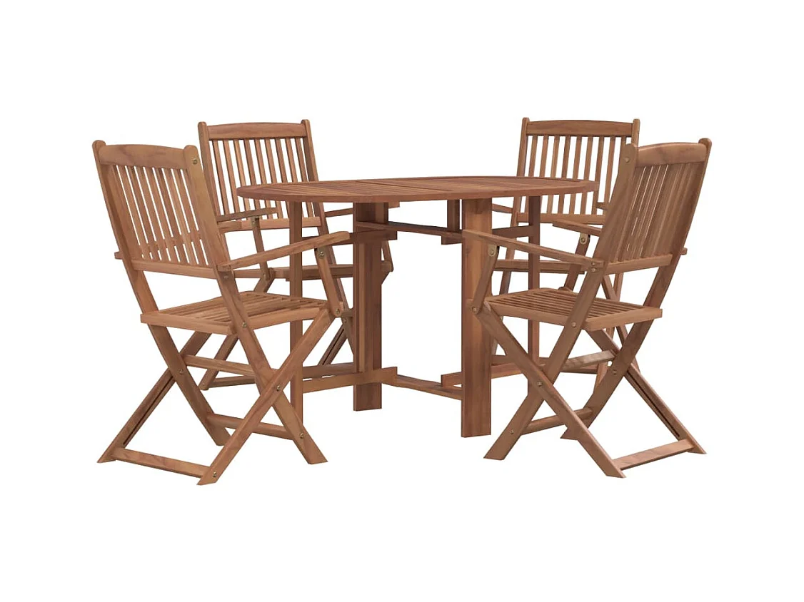 Garden Furniture -  Ensemble à manger d'extérieur pliable 5pcs Bois d'acacia solide