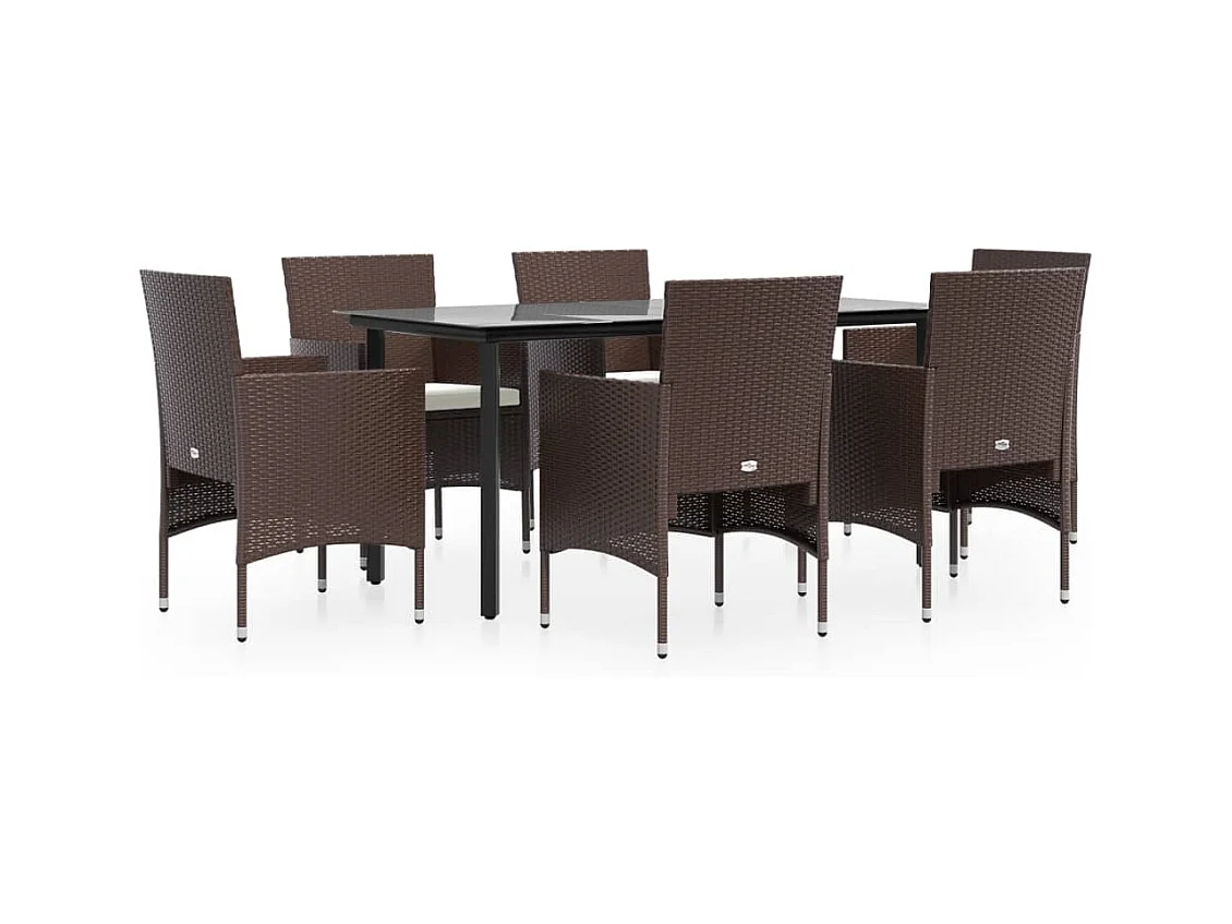 Hillsboro  7-delige Tuinset met kussens bruin en zwart