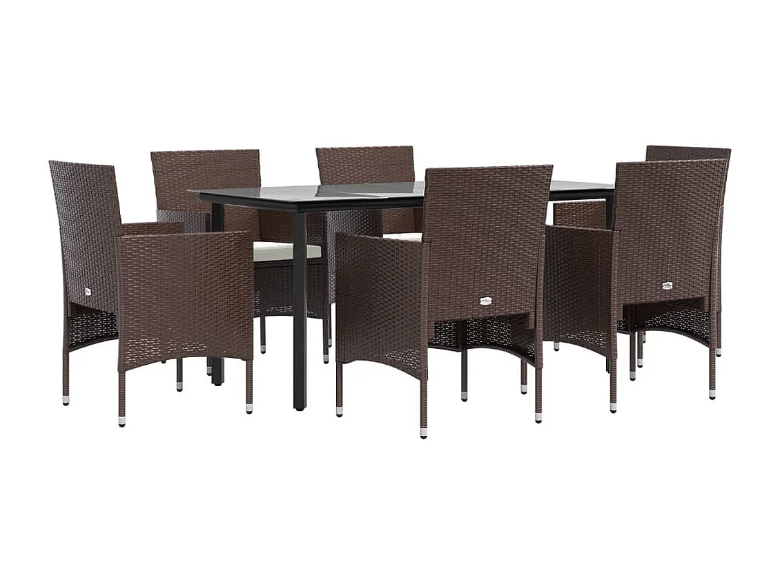 Hillsboro  7-delige Tuinset met kussens bruin en zwart