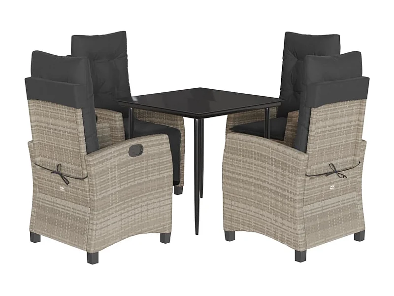 Roland  Ensemble à manger de jardin et coussins 5 pcs gris clair rotin