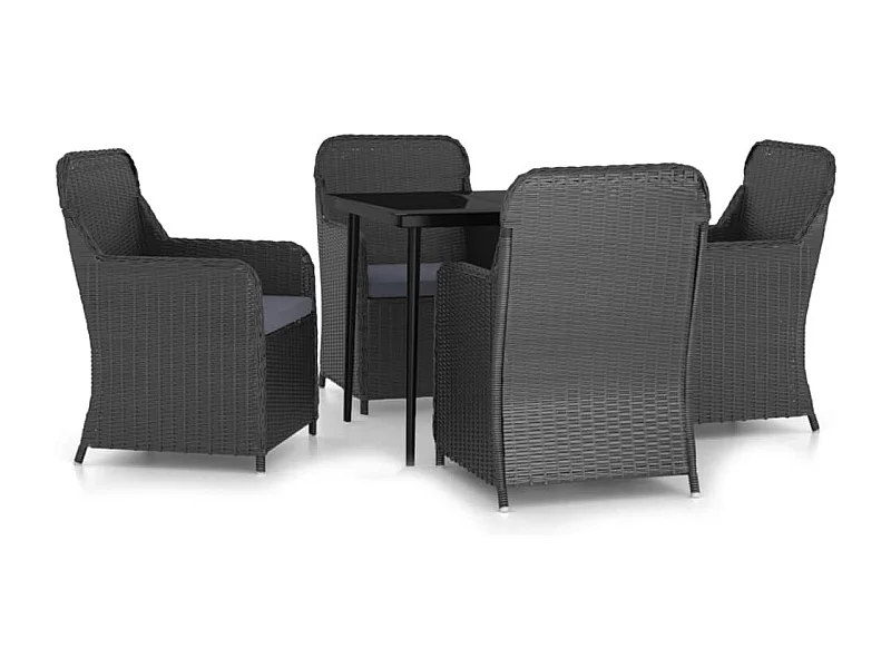 Cosima  5-delige Tuinset met kussens zwart