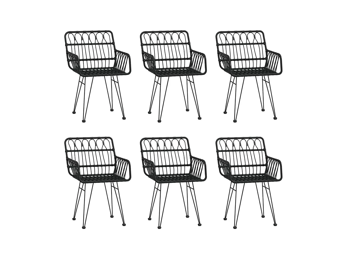 Arkadelphia  Ensemble à manger de jardin 7 pcs Noir Résine tressée