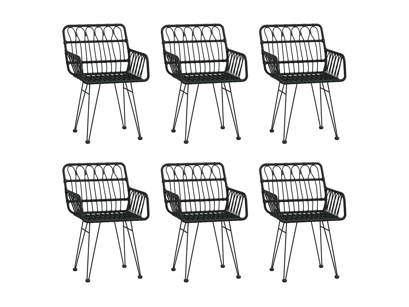 Arkadelphia  Ensemble à manger de jardin 7 pcs Noir Résine tressée