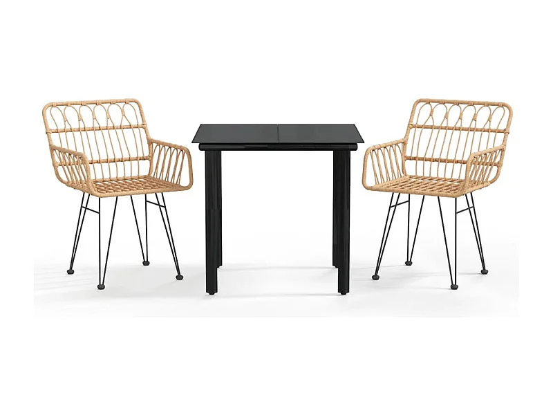 Francisca  Ensemble à manger de jardin 3 pcs Résine tressée