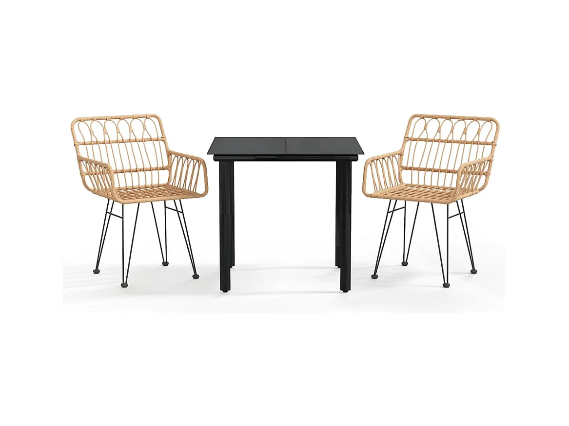 Francisca  Ensemble à manger de jardin 3 pcs Résine tressée