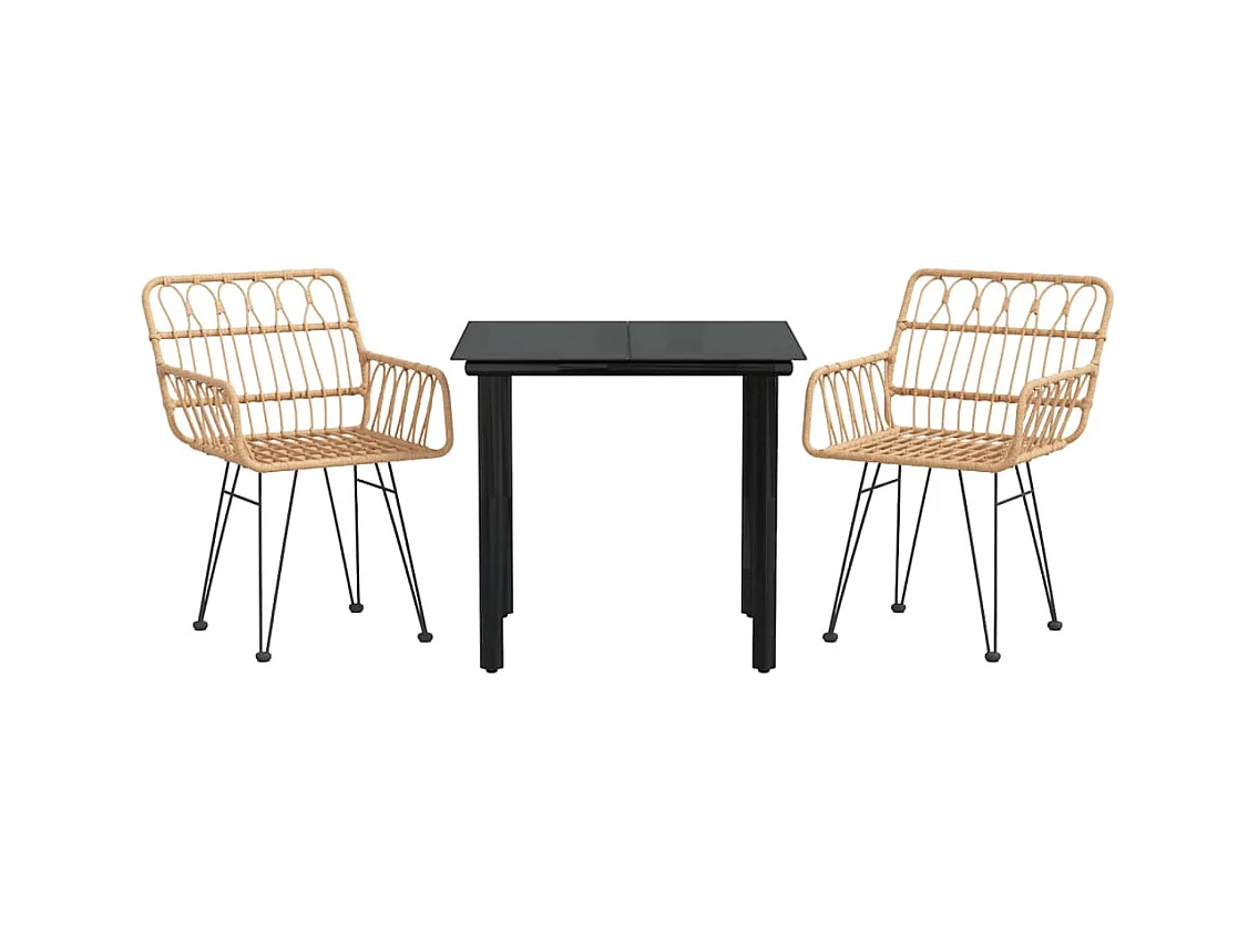 Francisca  Ensemble à manger de jardin 3 pcs Résine tressée