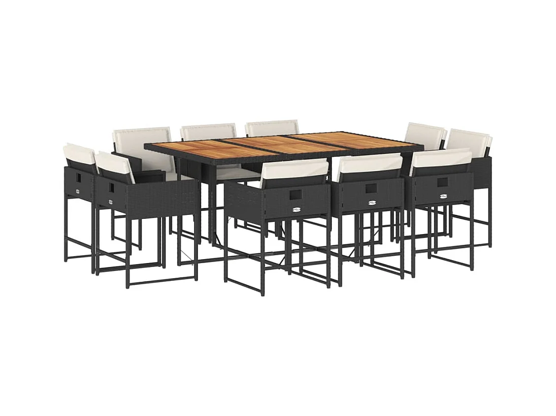 Brienne  Ensemble à manger de jardin 11 pcs coussins noir résine tressée