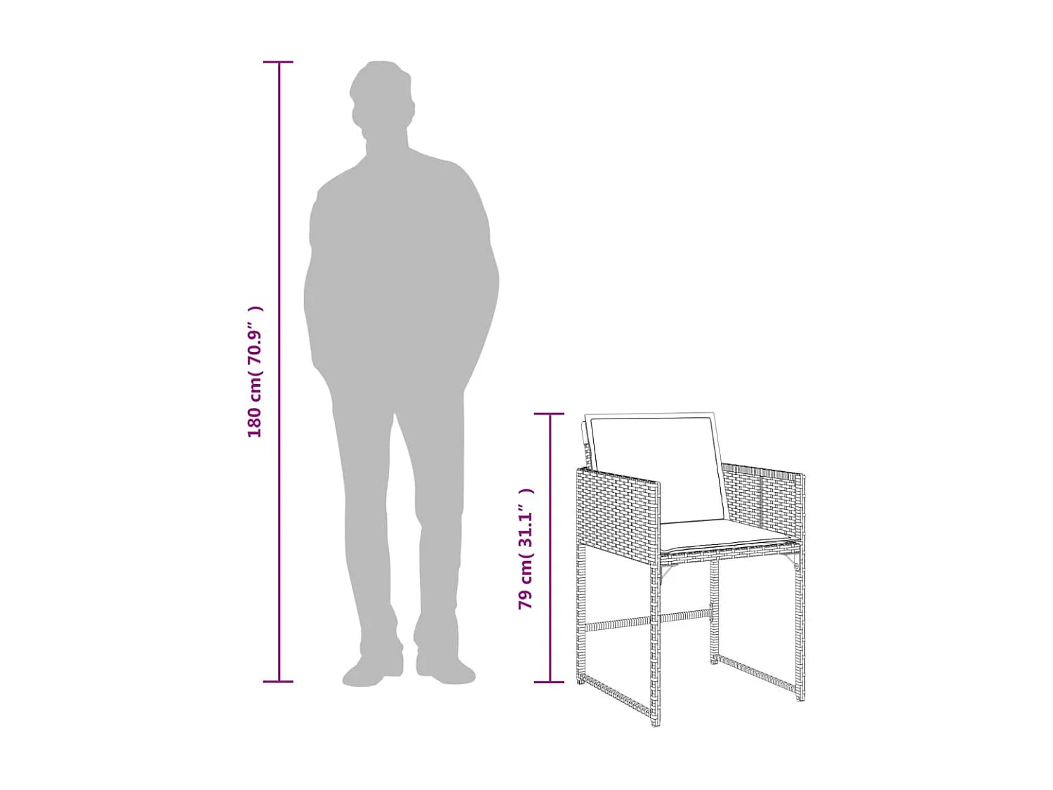 Brienne  Set de comedor jardín 11 pzas con cojines ratán sintético negro
