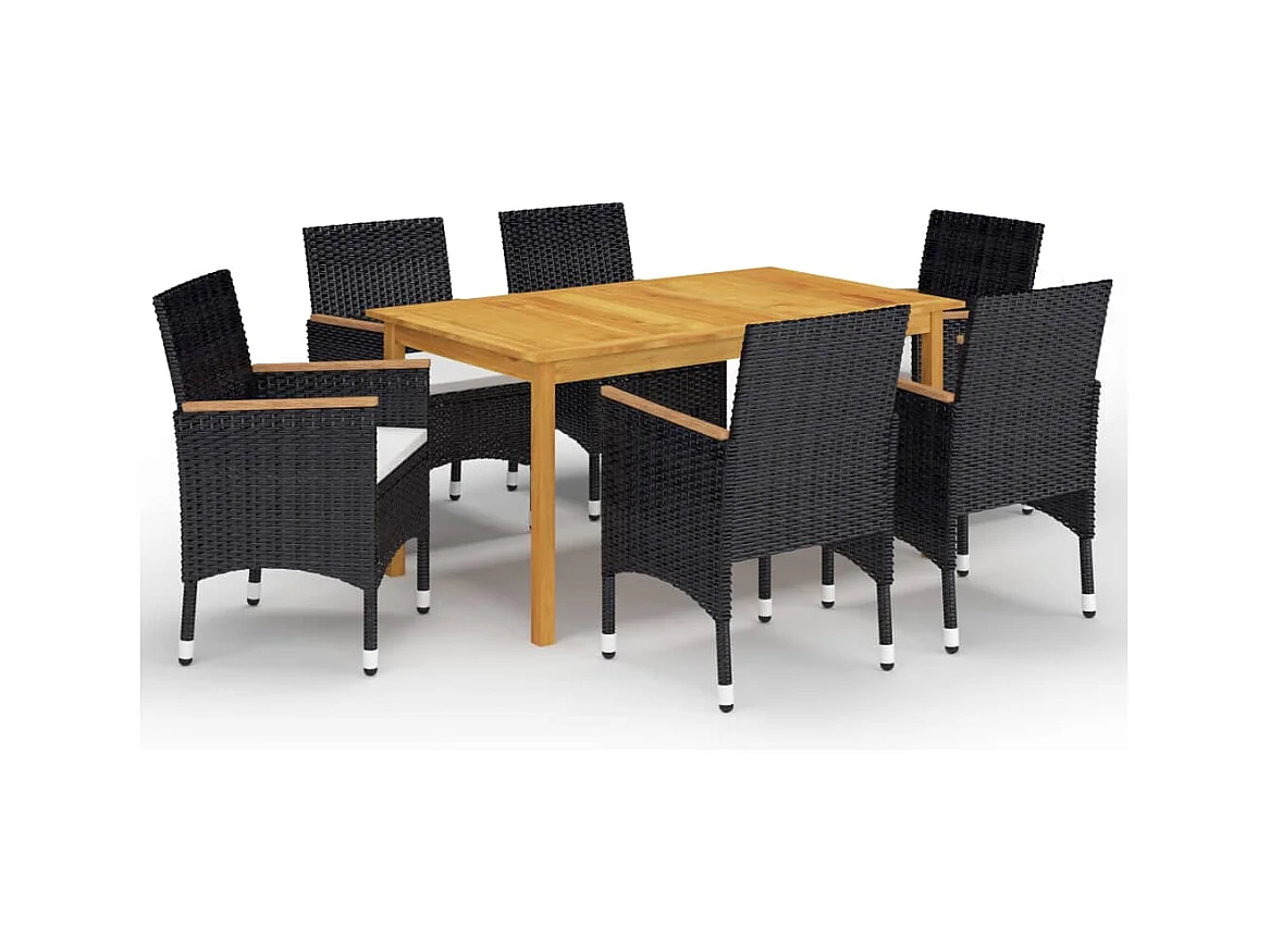 Fyndal  Ensemble à manger de jardin 7 pcs Noir