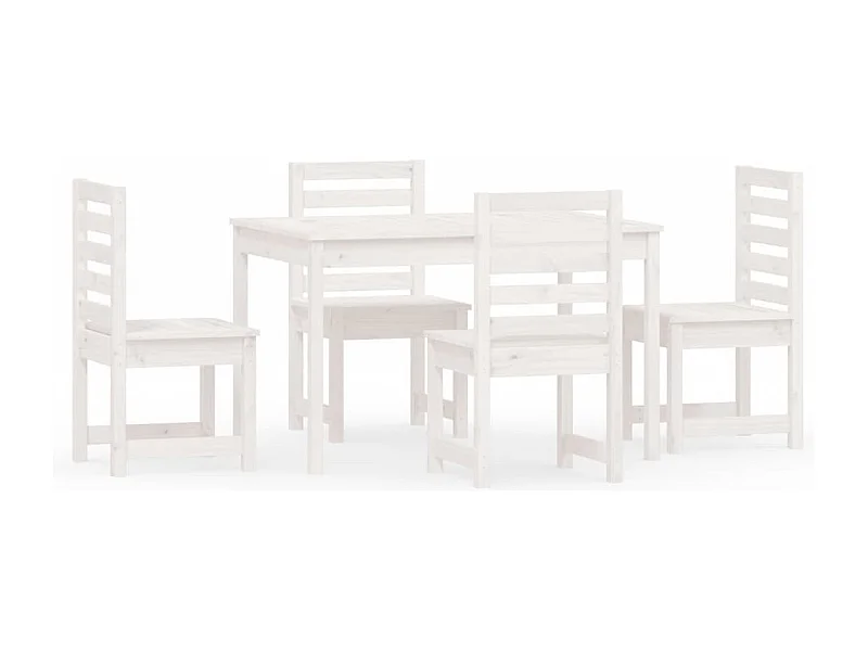 Jean-Antoine-Francis  Ensemble à manger de jardin 5 pcs blanc bois massif de pin