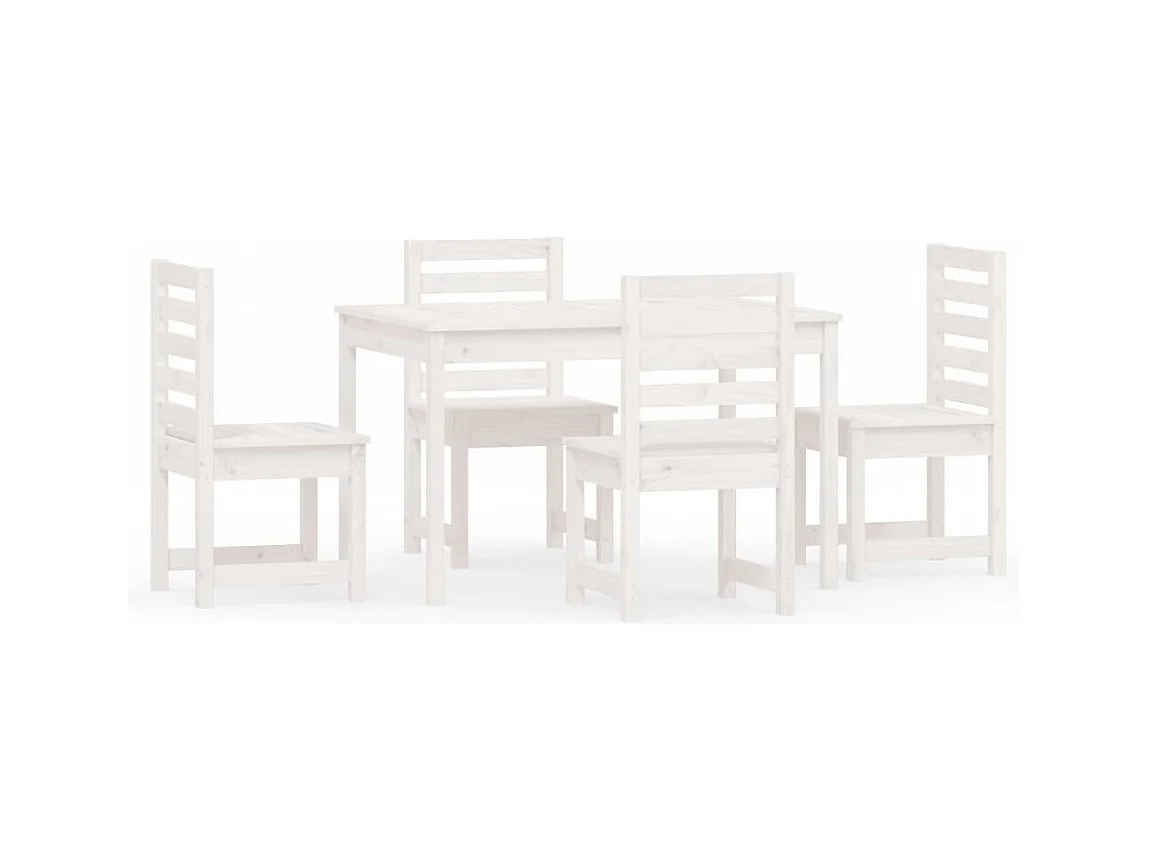 Jean-Antoine-Francis  Ensemble à manger de jardin 5 pcs blanc bois massif de pin