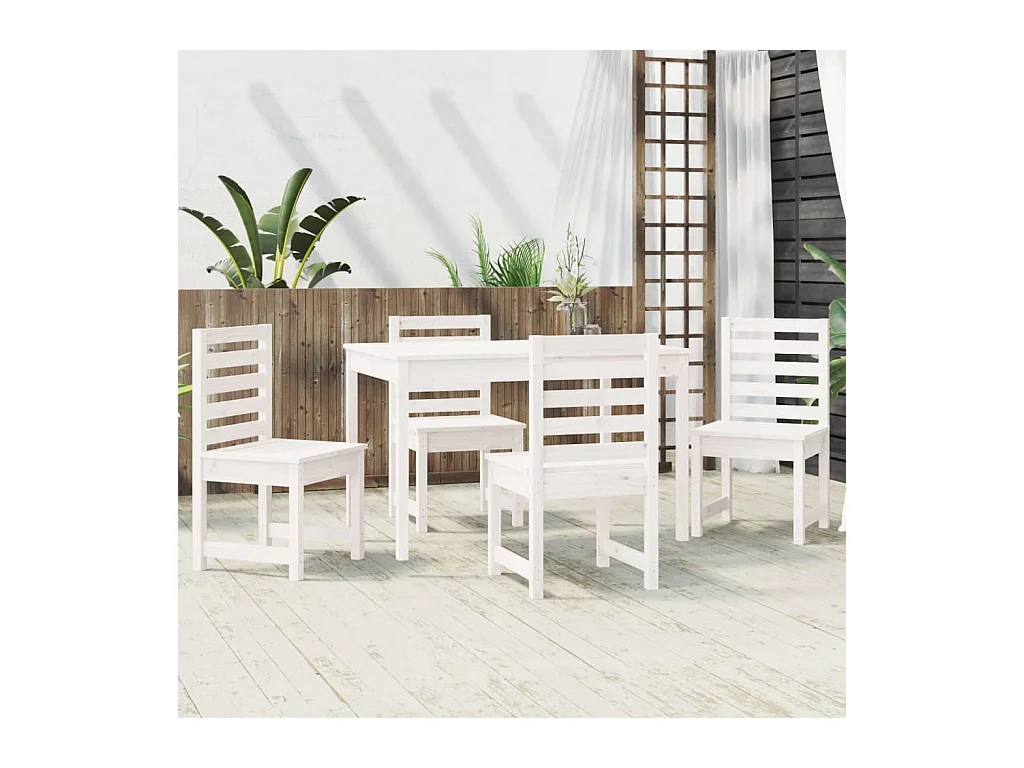 Jean-Antoine-Francis  Ensemble à manger de jardin 5 pcs blanc bois massif de pin